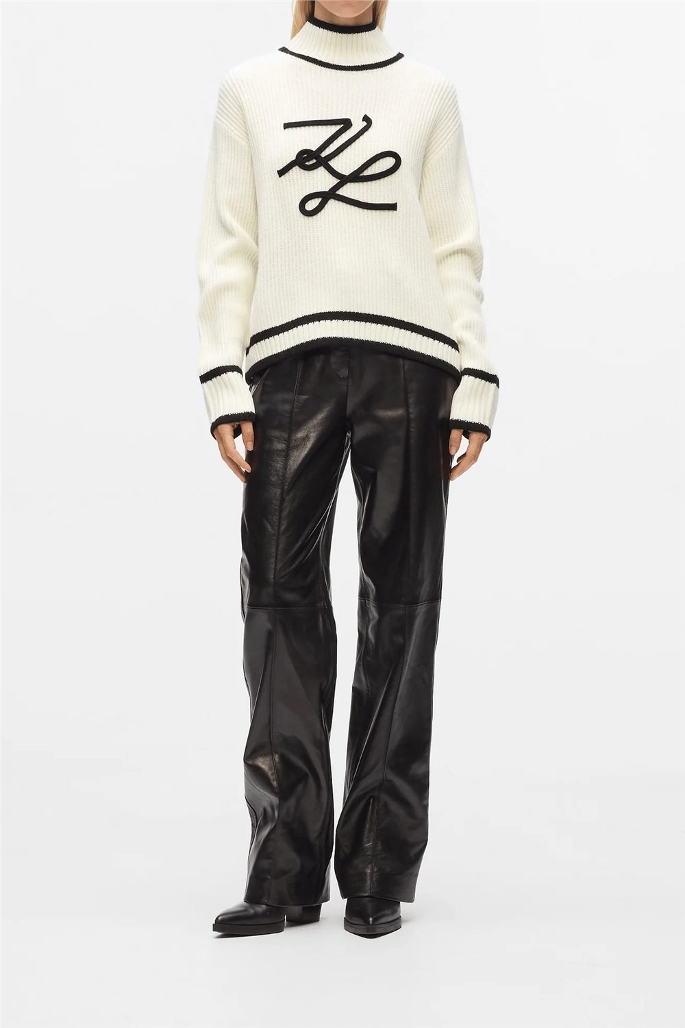 Karl Lagerfeld Soutache Autograph Kadın Triko Beyaz