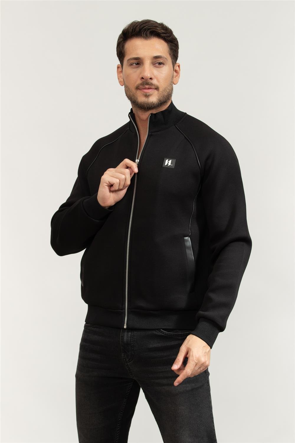 Karl Lagerfeld Zip Jacket Erkek Fermuarlı Sweatshirt Siyah