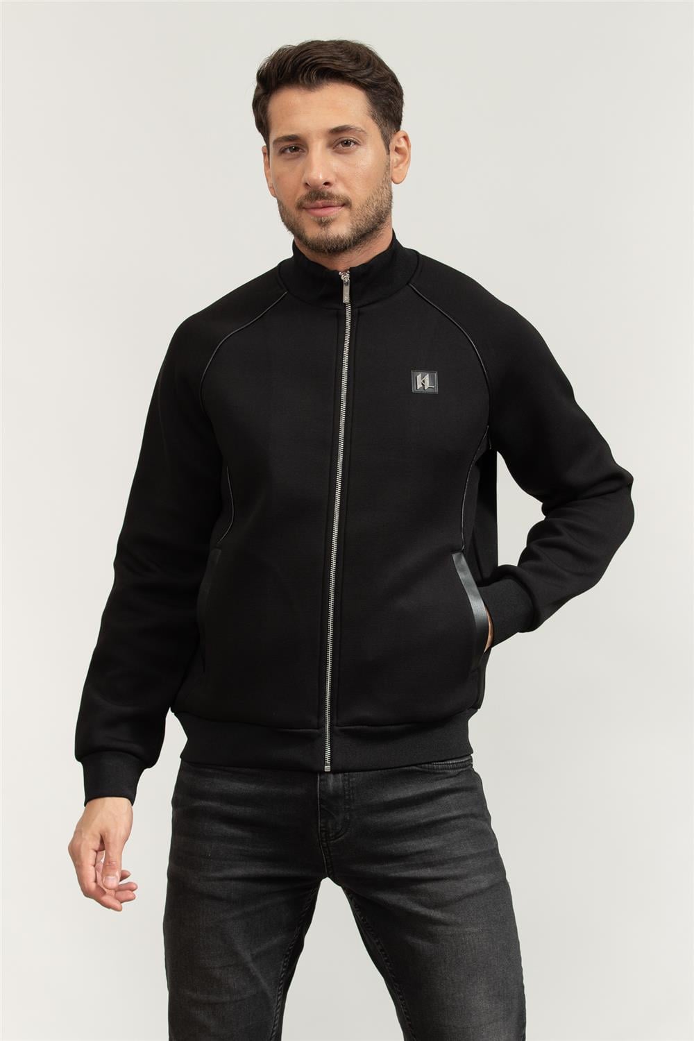 Karl Lagerfeld Zip Jacket Erkek Fermuarlı Sweatshirt Siyah