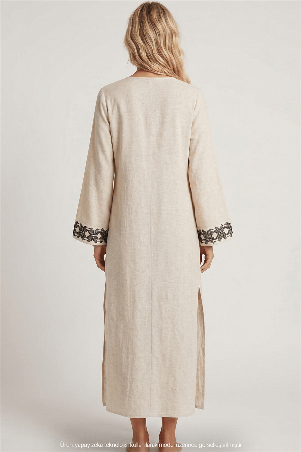 Lalamia Kadın Kenevir Keten Kaftan Ekru