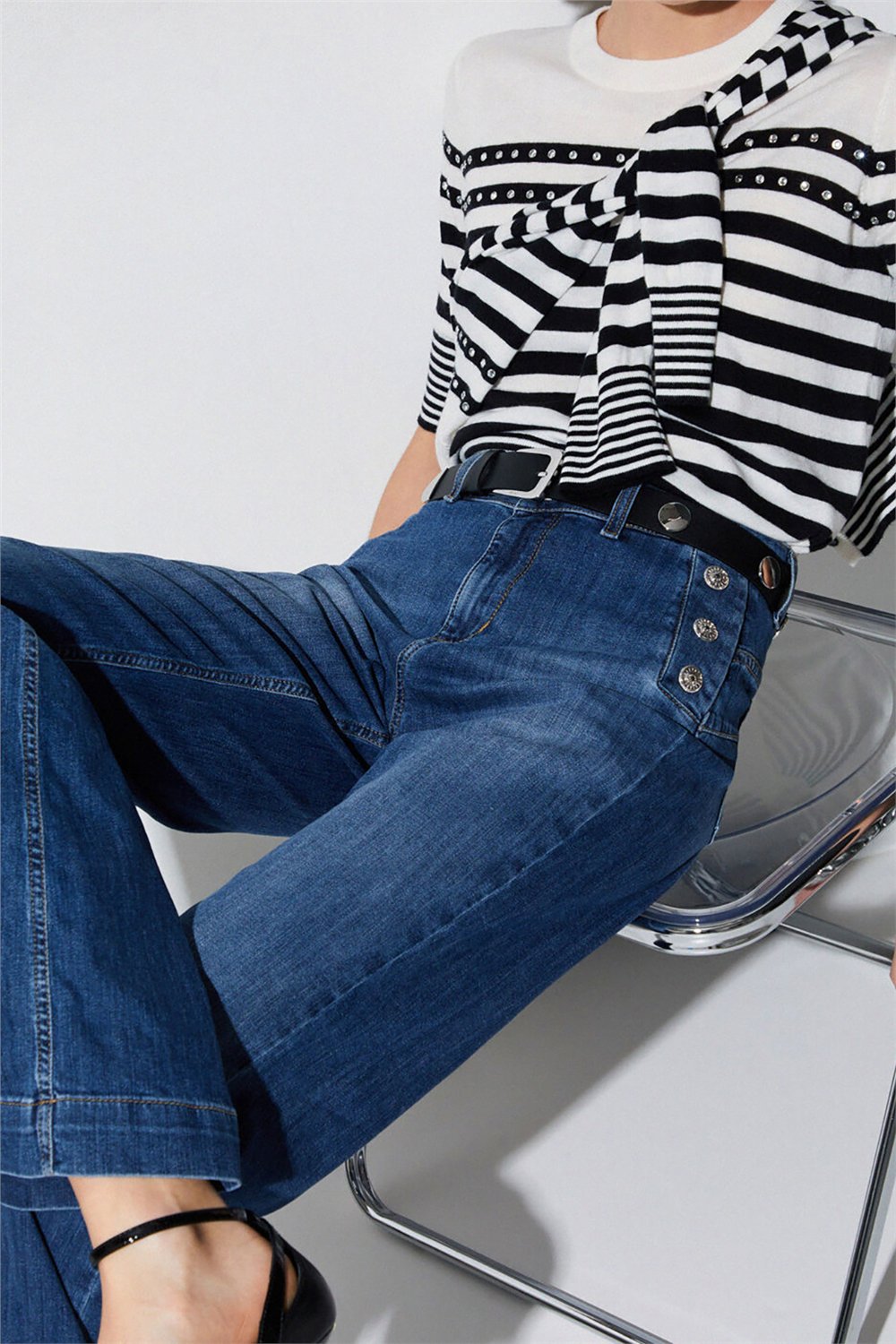 Liu Jo B.Up Flare Button H.W. Kadın Jean Pantolon Mavi