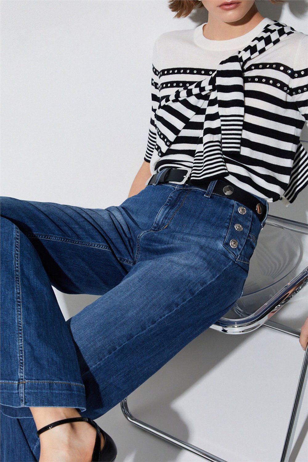 Liu Jo B.Up Flare Button H.W. Kadın Jean Pantolon Mavi