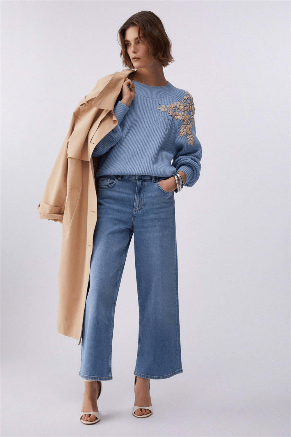 Liu Jo B.Up Flare Cropped Reg.W. Kadın Jean Pantolon Mavi
