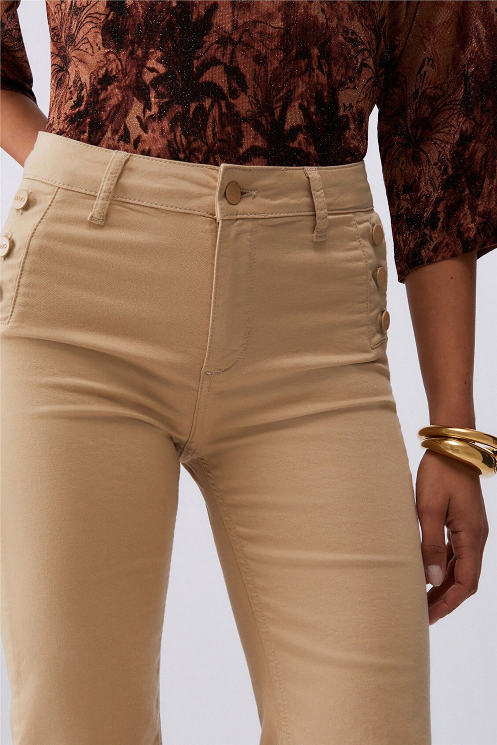 Liu Jo B.Up Flare Jewel H.W. Kadın Pantolon Bej