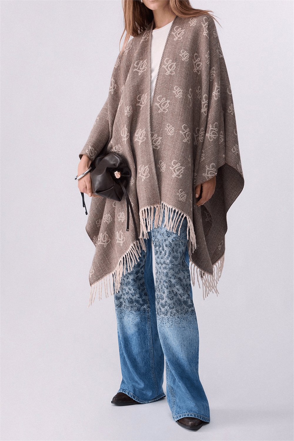 Liu Jo Cappa/Poncho Tessut3 Kadın Panço Kahverengi