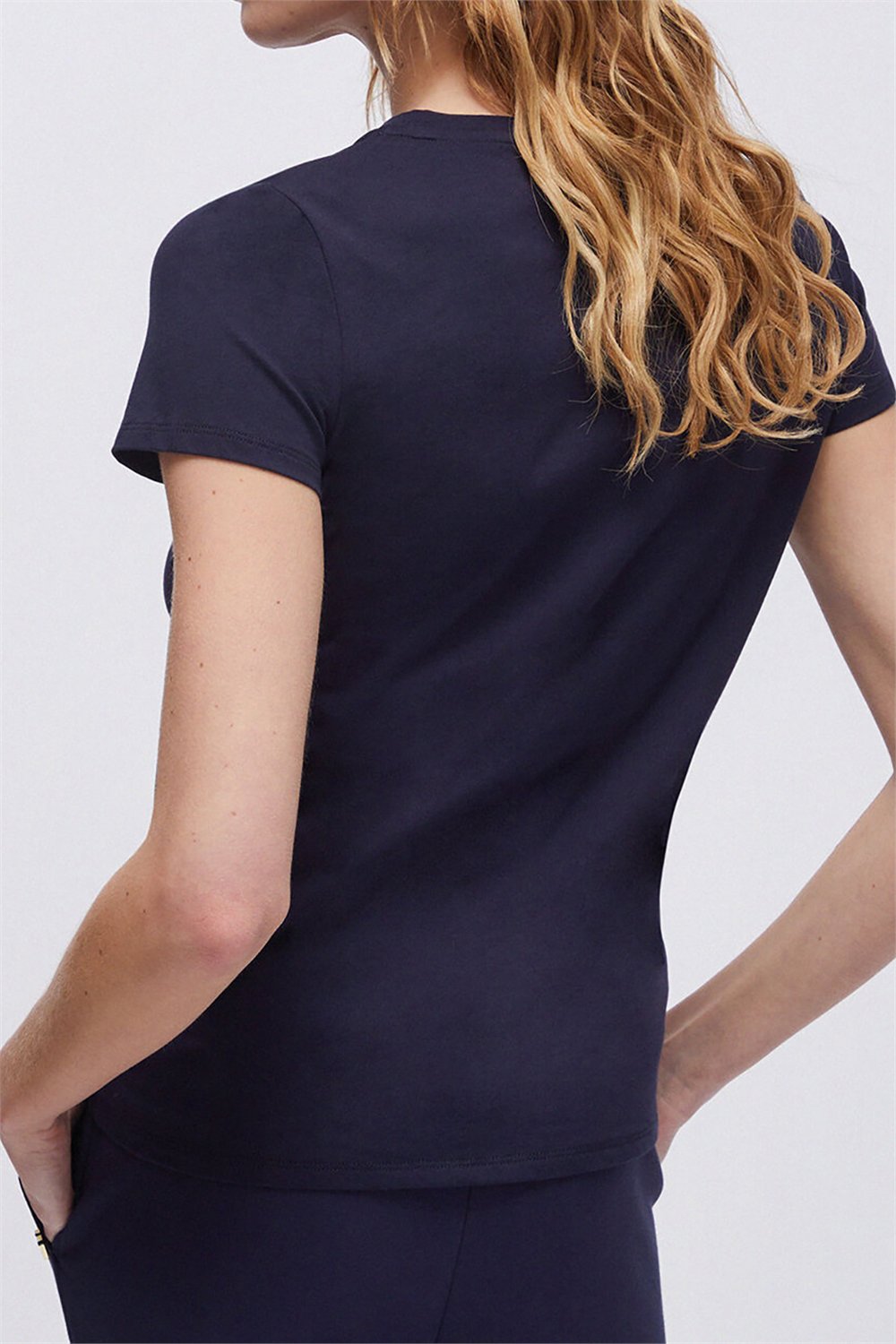Liu Jo Ecs T-Shirt Moda M/C Kadın Bisiklet Yaka T-Shirt Mavi