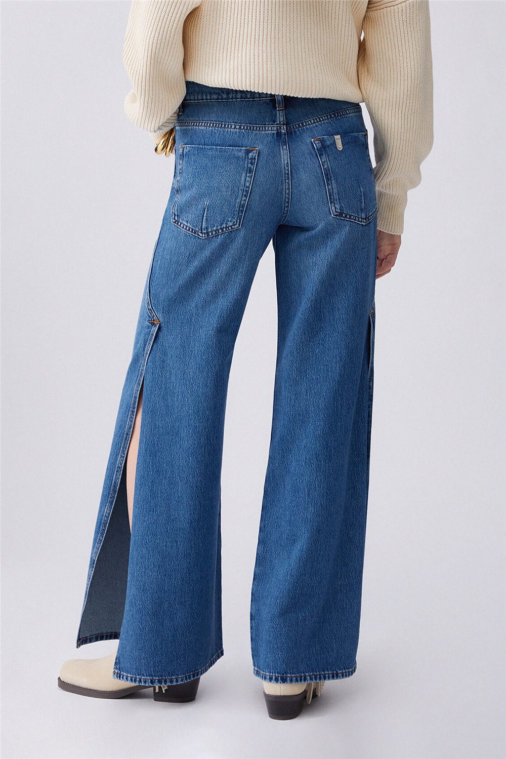 Liu Jo Pant.Midi Flare Split Reg.W. Kadın Jean Pantolon Mavi