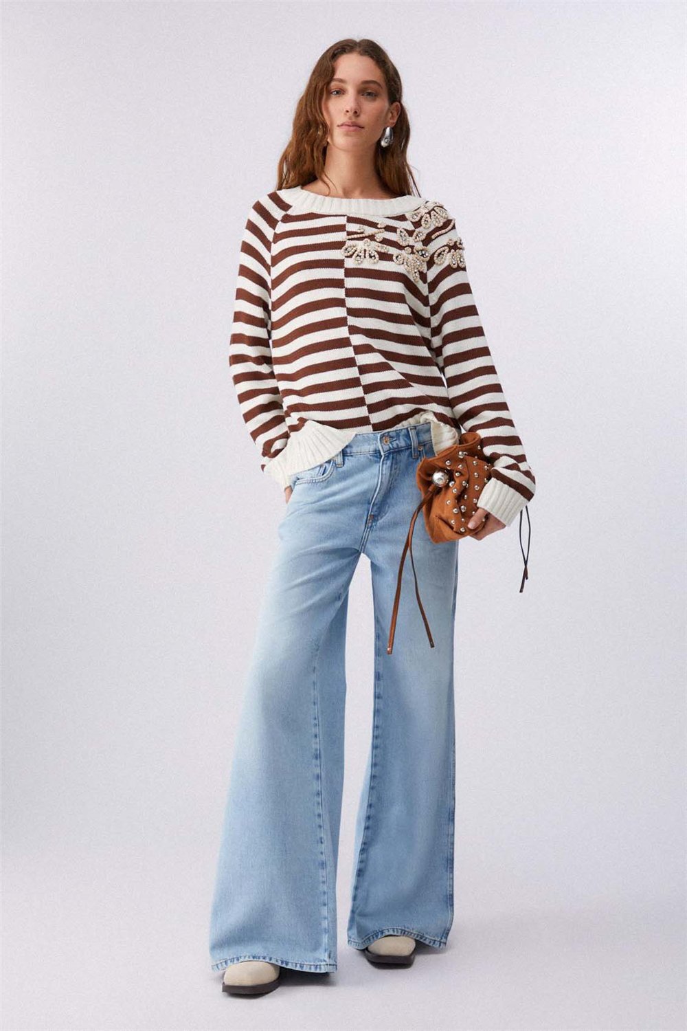 Liu Jo Pant.Midi Flare Split Reg.W. Kadın Jean Pantolon