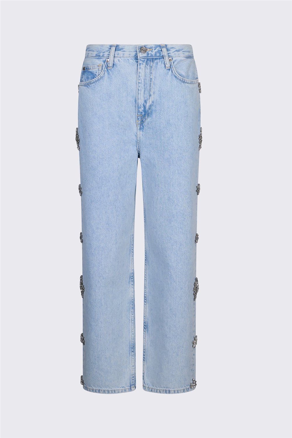 Liu Jo Pant.Straight Studs H.W. Kadın Jean Pantolon Mavi
