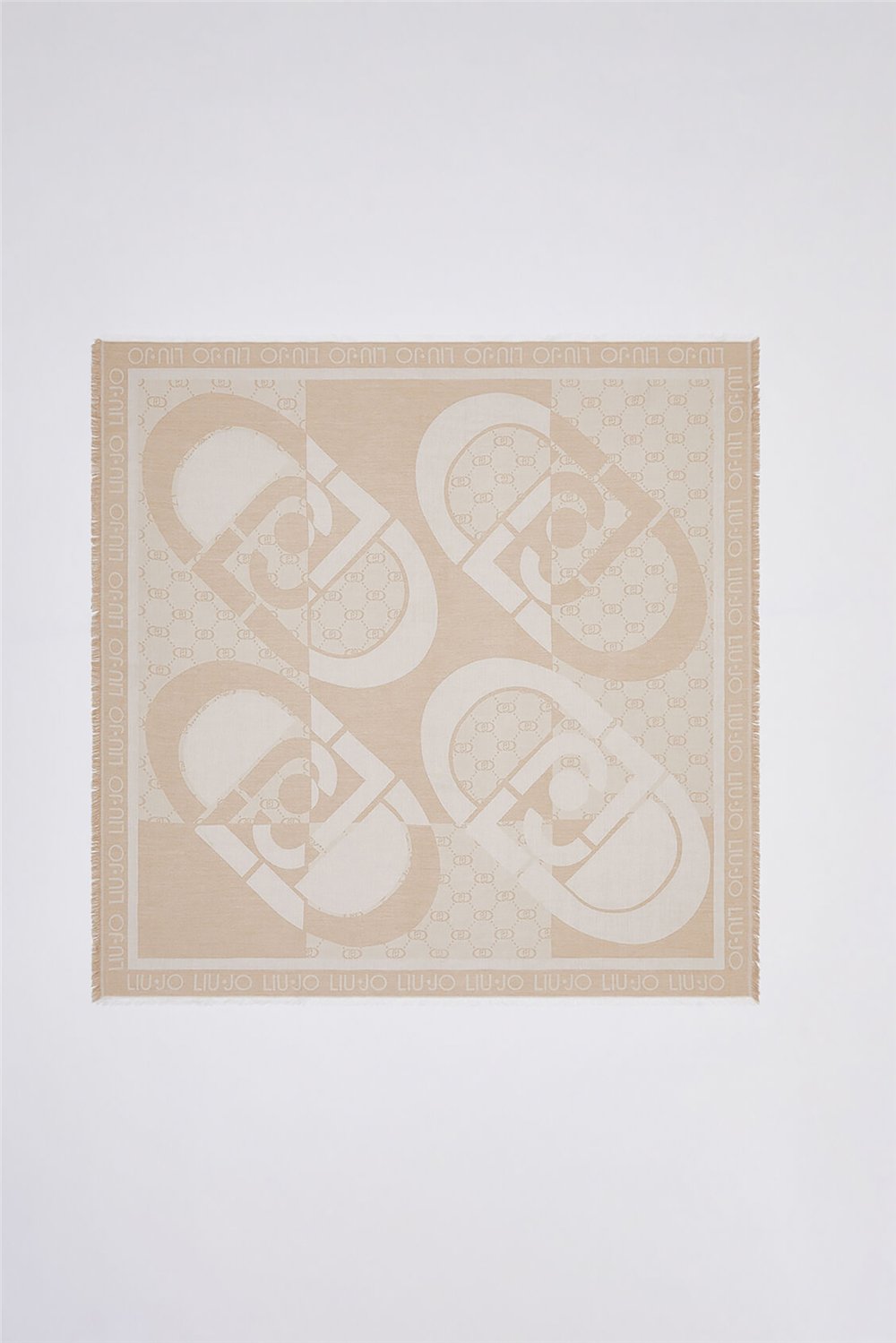 Liu Jo Square Jacquard Logo Kadın Fular Kum beji