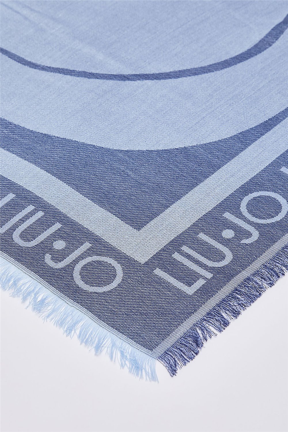 Liu Jo Square Jacquard Logo Kadın Fular Mavi