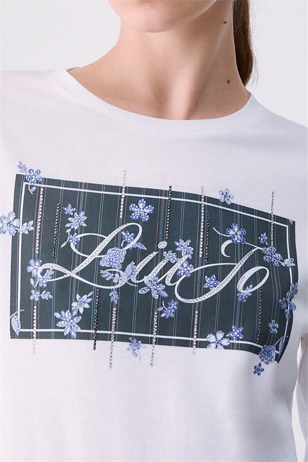 Liu Jo T-Shirt Moda M/C Kadın Bisiklet Yaka T-Shirt