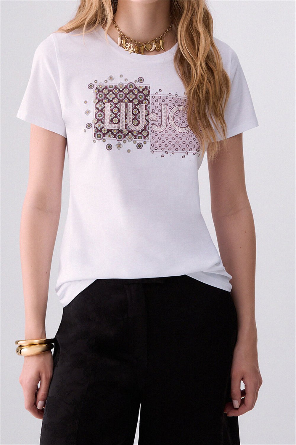 Liu Jo T-Shirt Moda M/C Kadın Bisiklet Yaka T-Shirt