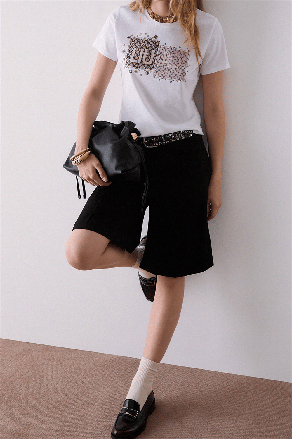 Liu Jo T-Shirt Moda M/C Kadın Bisiklet Yaka T-Shirt