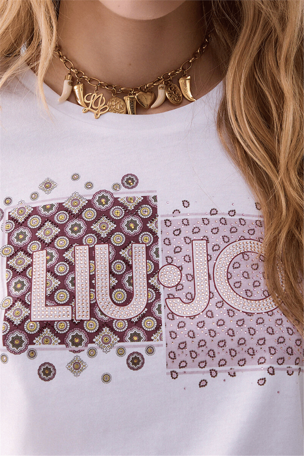 Liu Jo T-Shirt Moda M/C Kadın Bisiklet Yaka T-Shirt