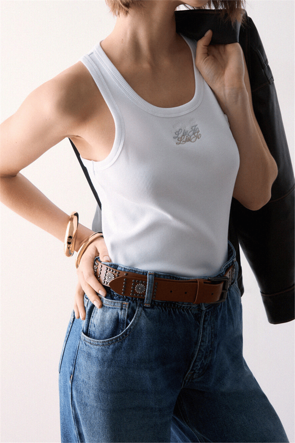 Liu Jo T-Shirt Moda S/M Kadın Bisiklet Yaka T-Shirt Beyaz
