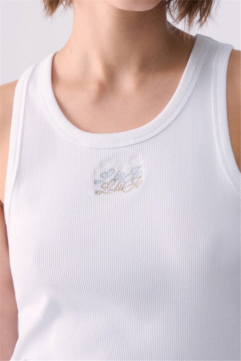 Liu Jo T-Shirt Moda S/M Kadın Bisiklet Yaka T-Shirt Beyaz