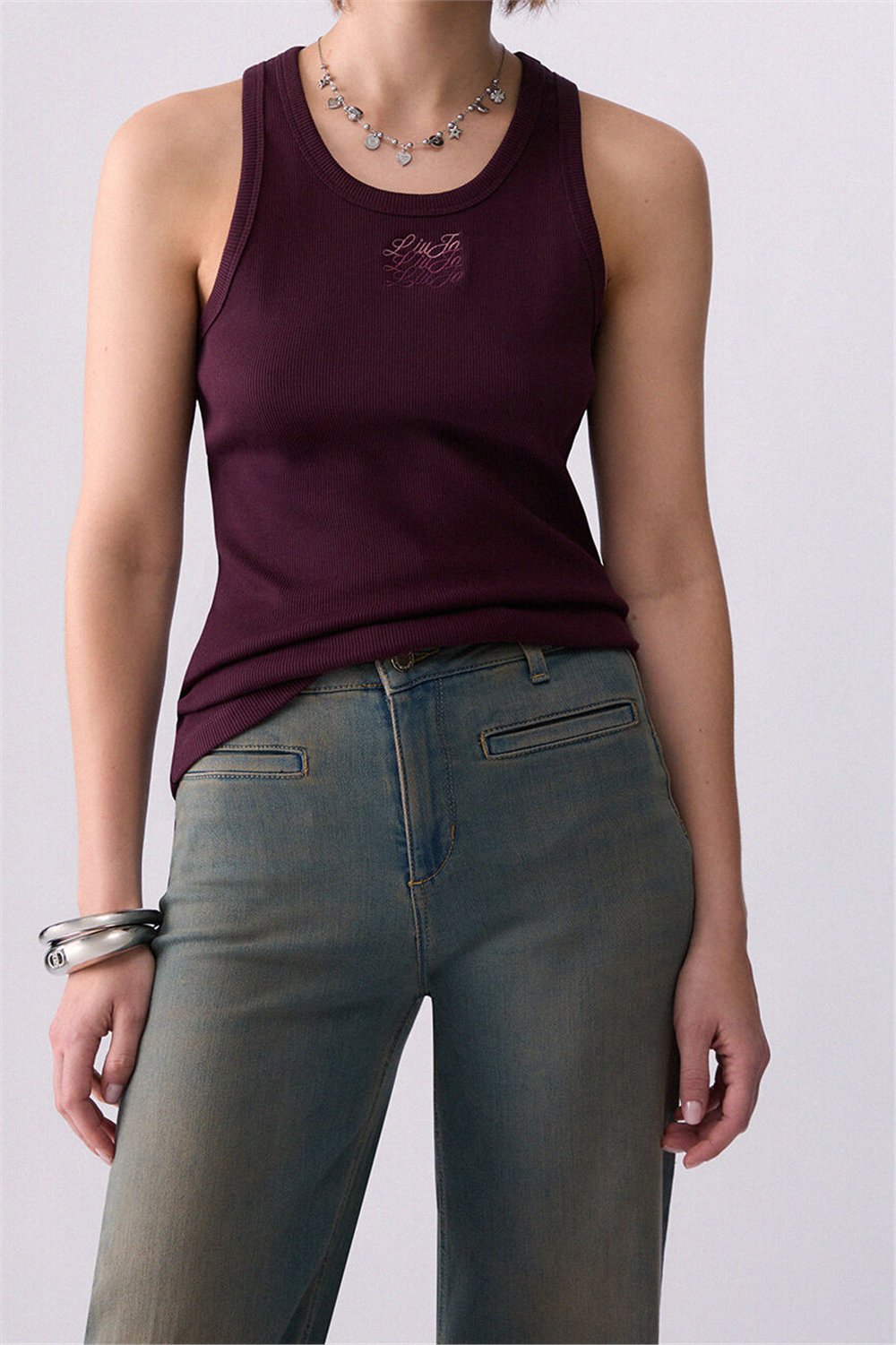 Liu Jo T-Shirt Moda S/M Kadın Bisiklet Yaka T-Shirt