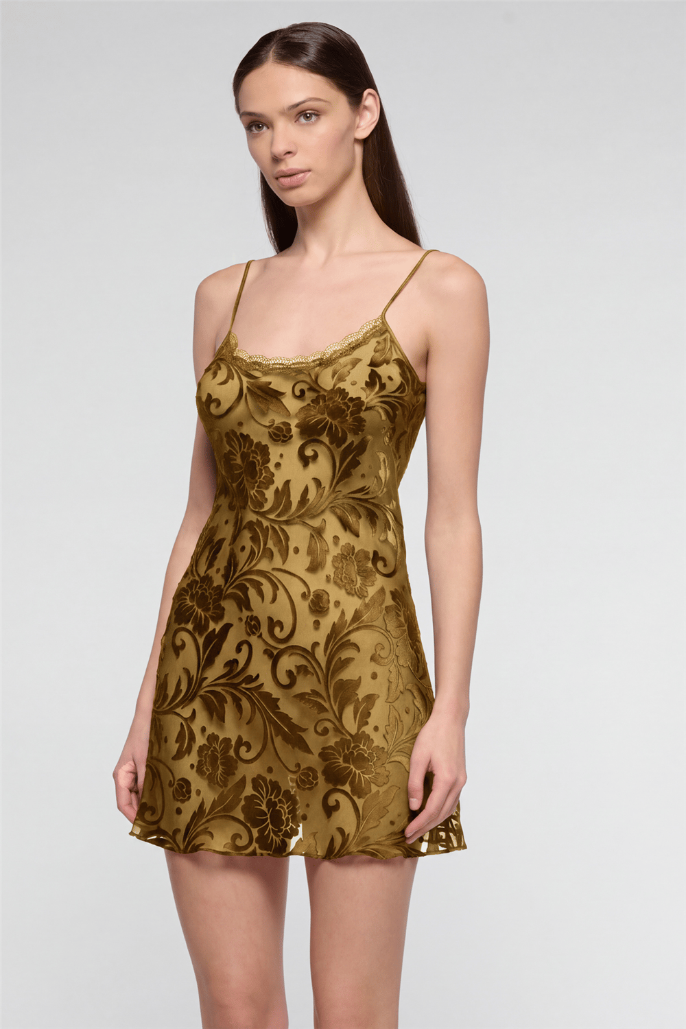 Luna di Seta Damask Devore Petticoat Kadın Gecelik
