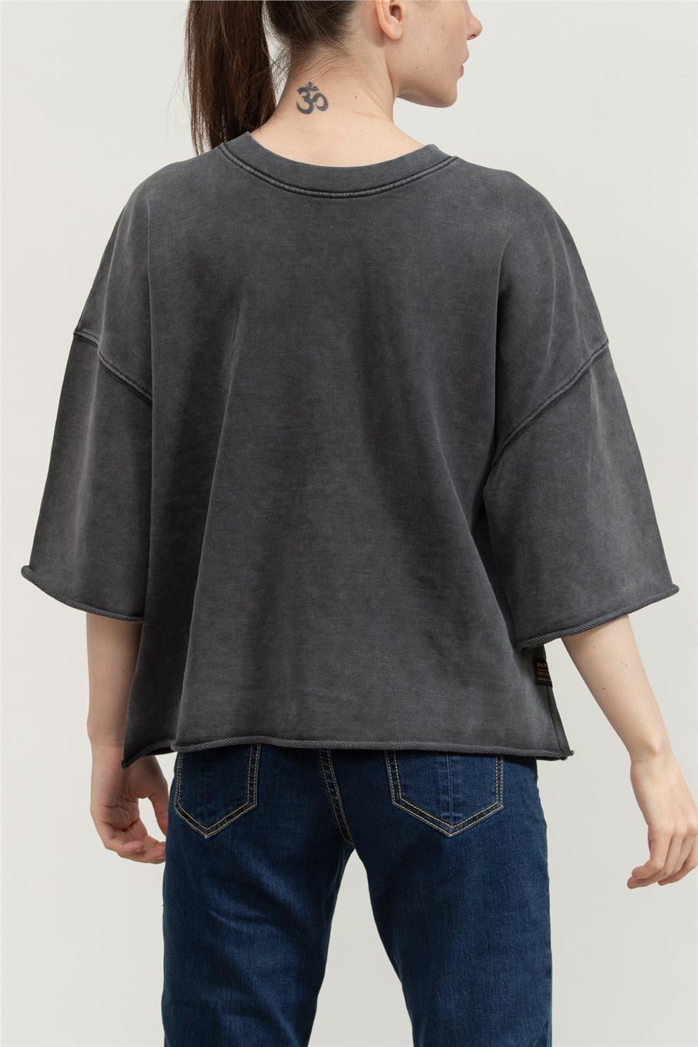 Replay Comfort Fit Kadın Bisiklet Yaka Sweatshirt Siyah