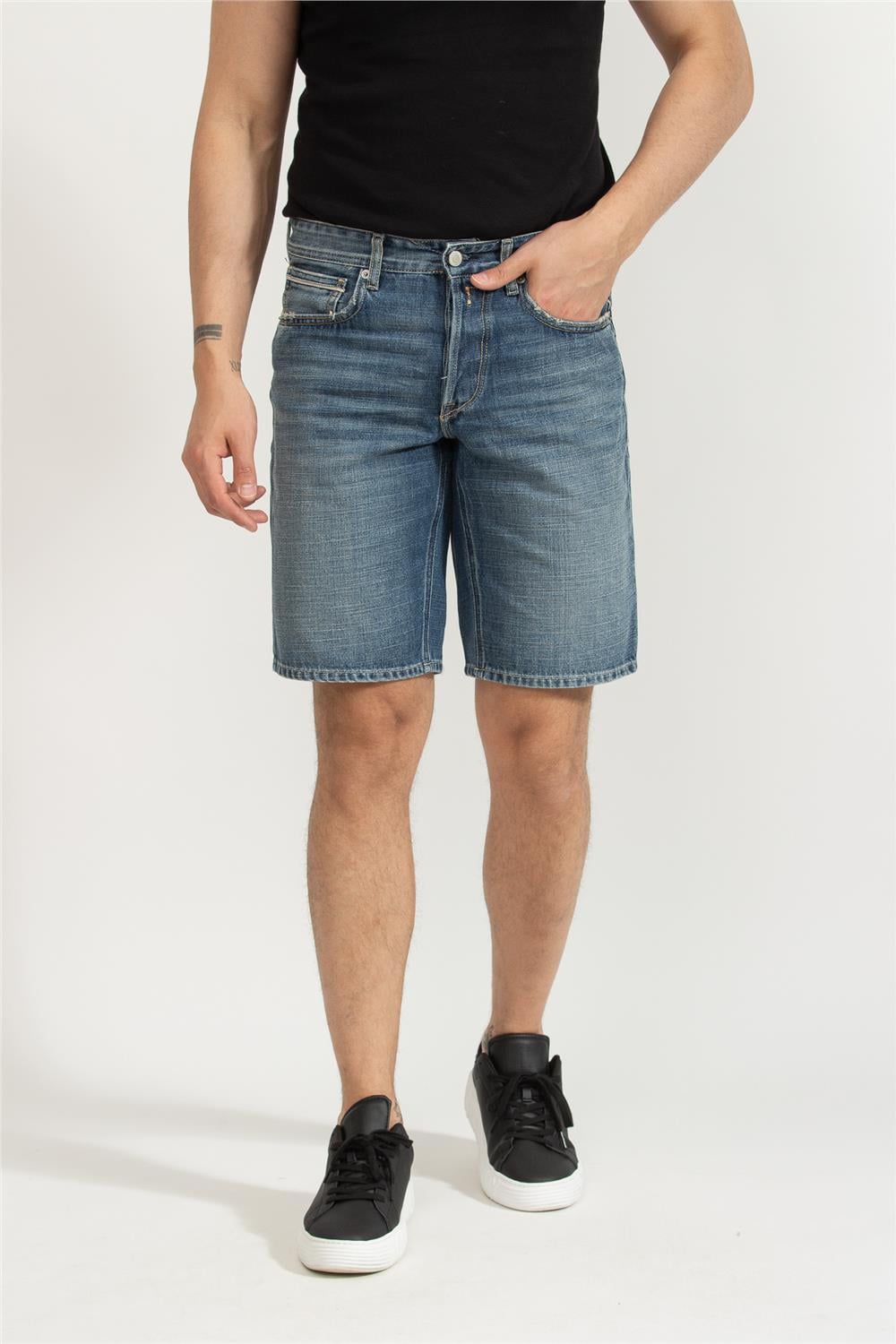 Replay Grover Short Straight Erkek Bermuda Şort Mavi