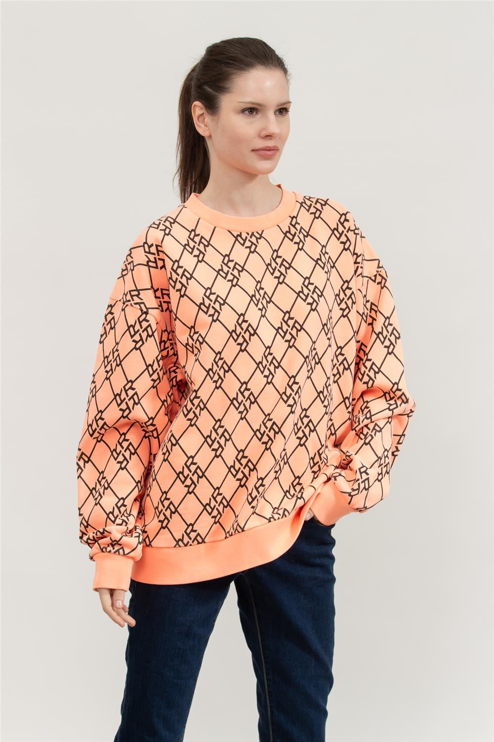 Replay Over Kadın Bisiklet Yaka Sweatshirt Turuncu