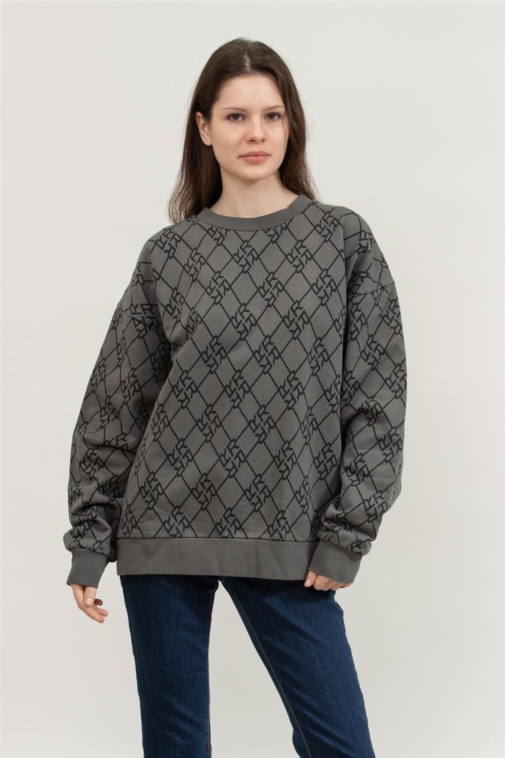 Replay Over Kadın Bisiklet Yaka Sweatshirt Siyah