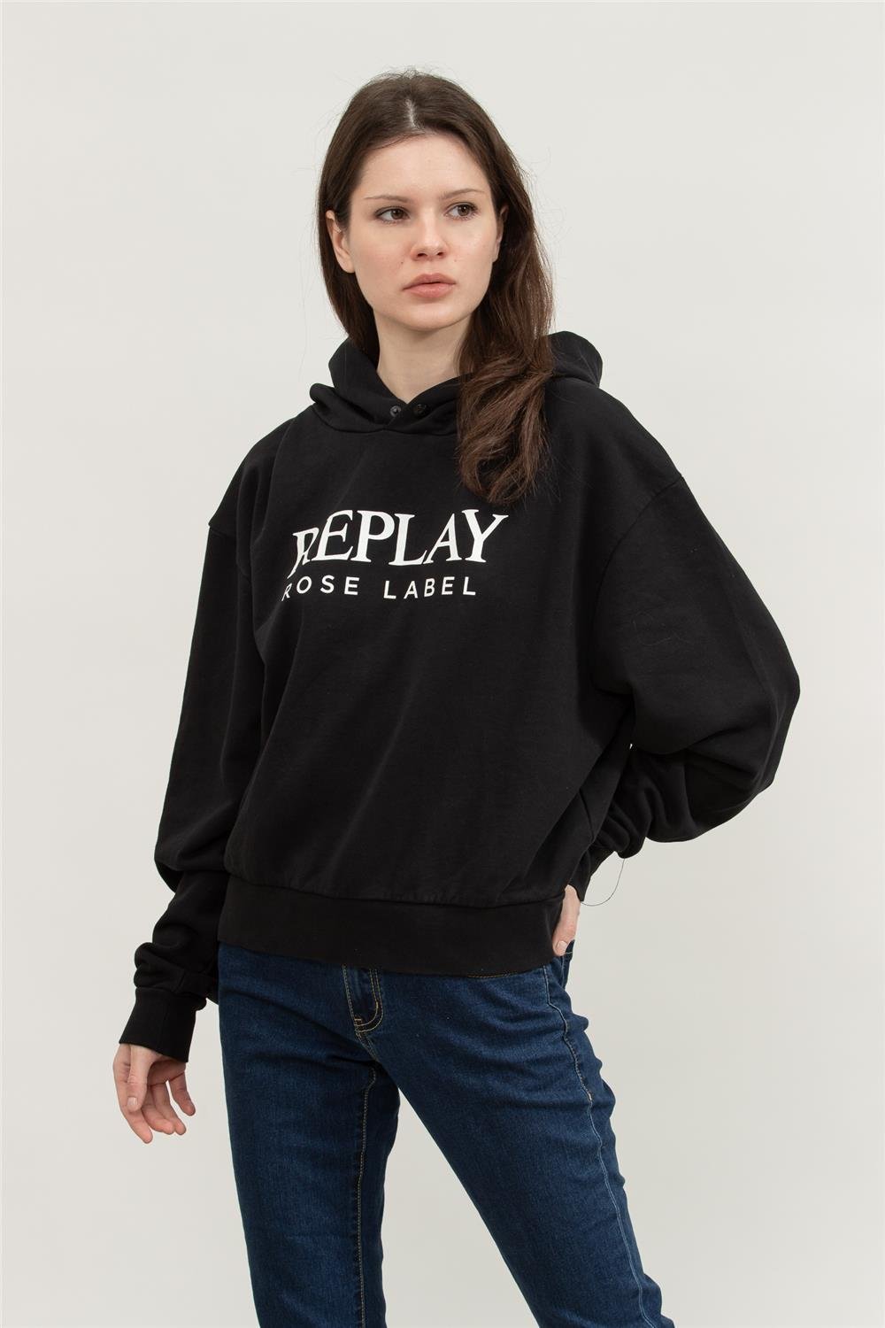 Replay Over Kadın Kapüşonlu Sweatshirt