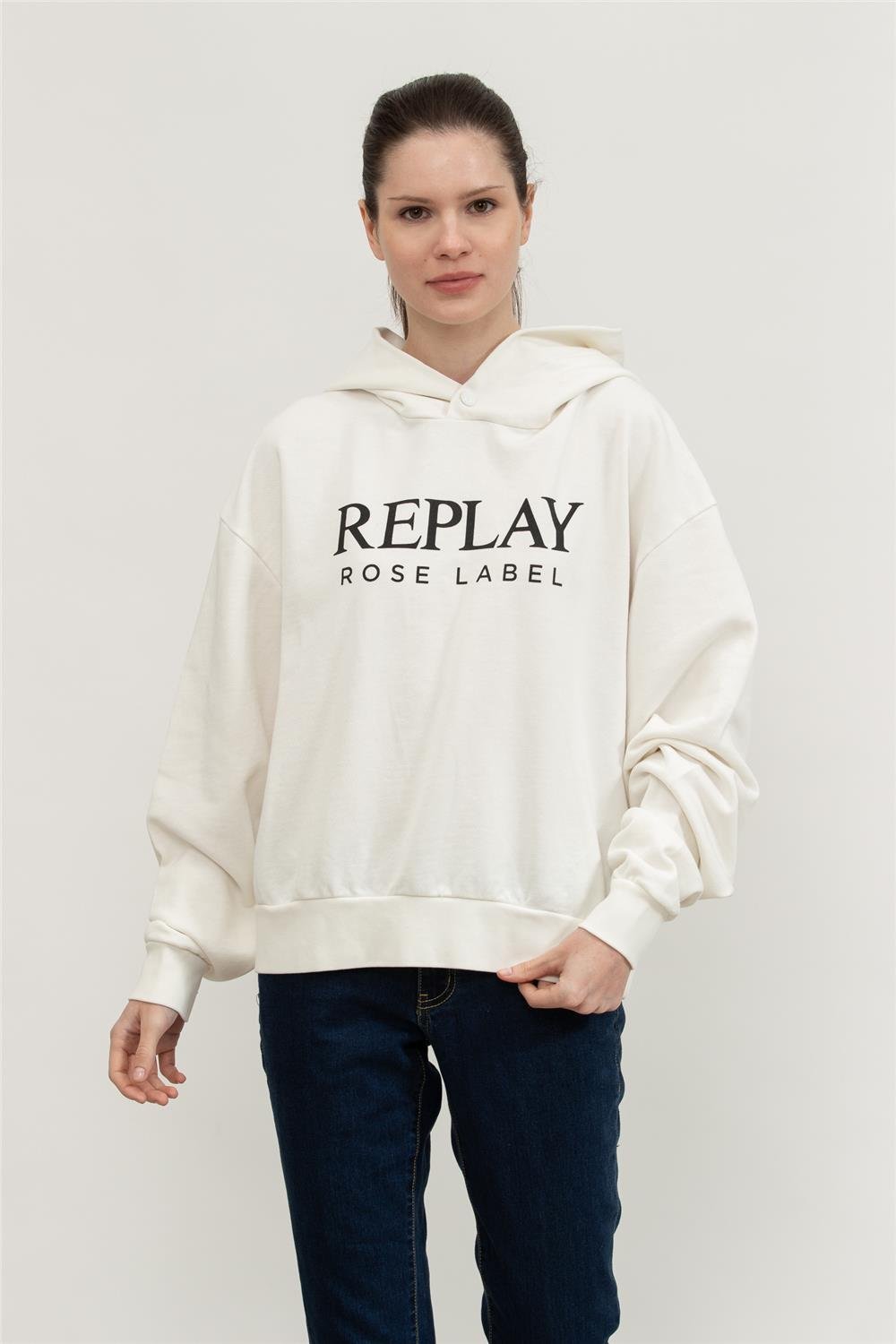 Replay Over Kadın Kapüşonlu Sweatshirt