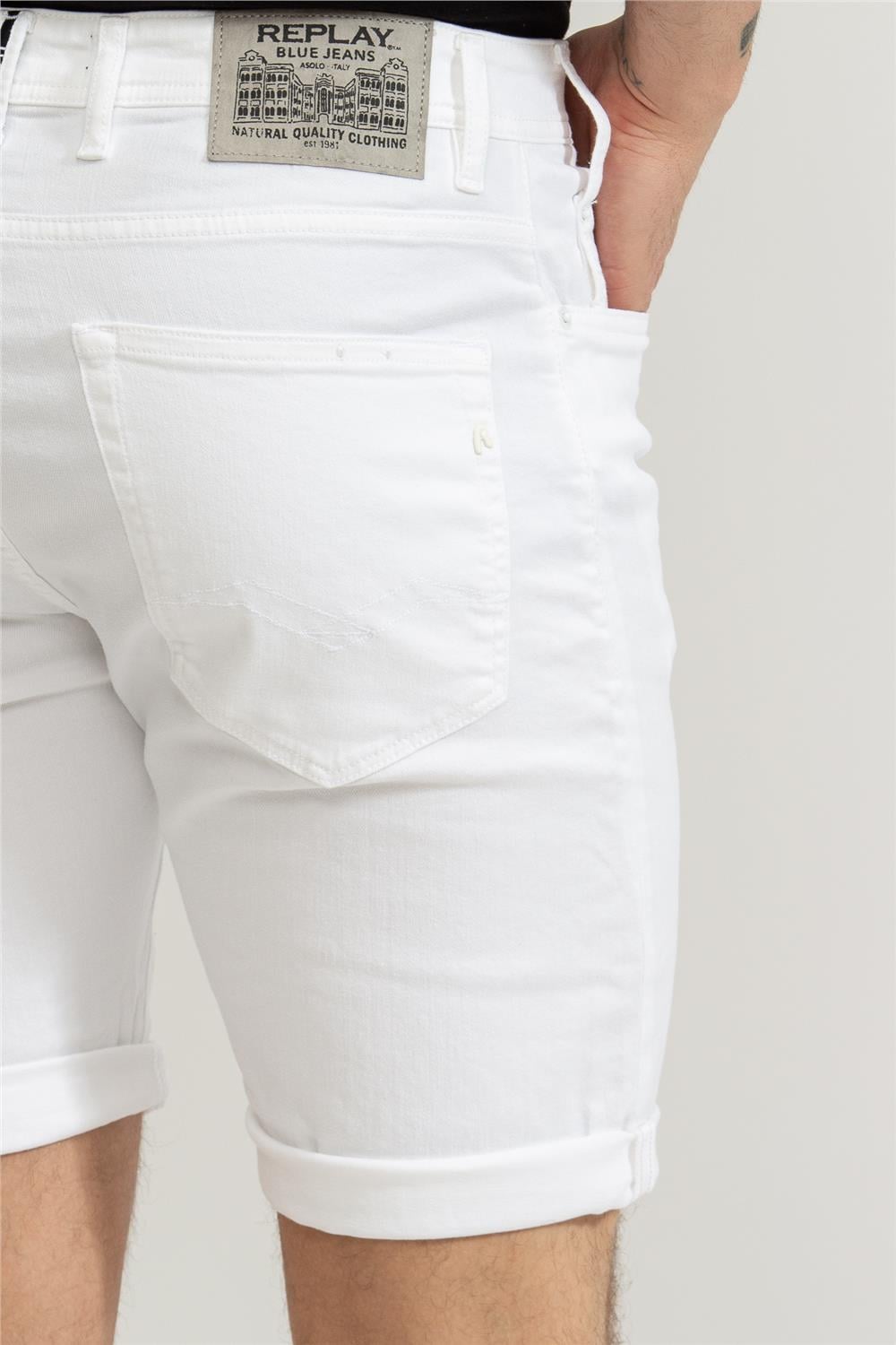 Replay Rbj.901 Short Tapered Erkek Bermuda Şort Beyaz