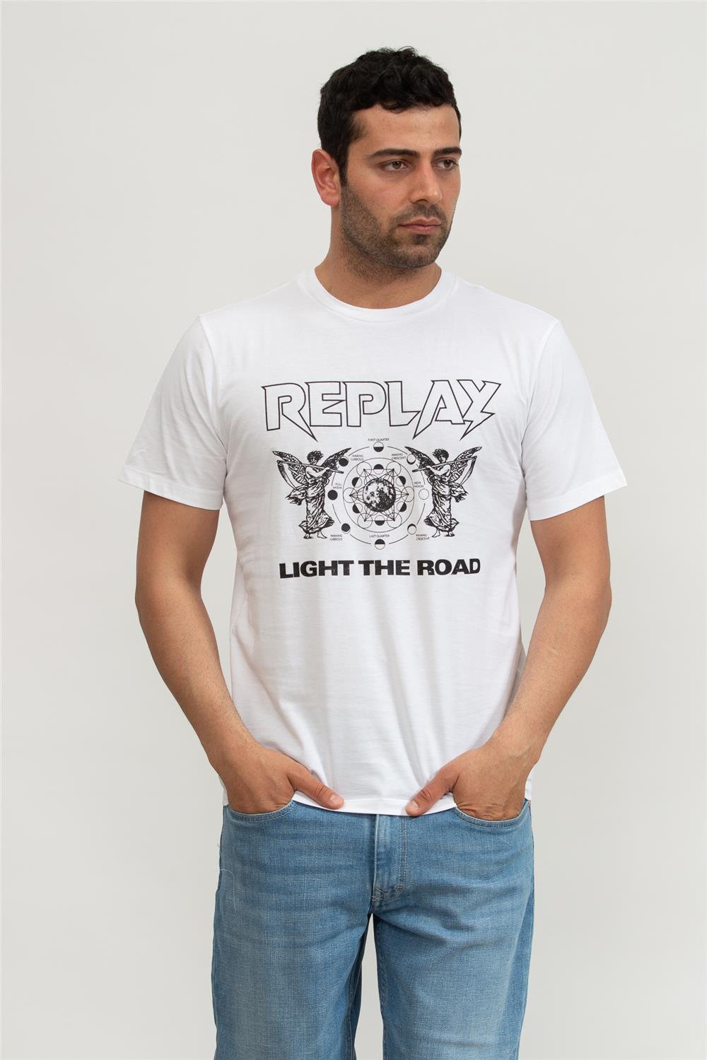 Replay Regular Erkek Bisiklet Yaka T-Shirt Beyaz