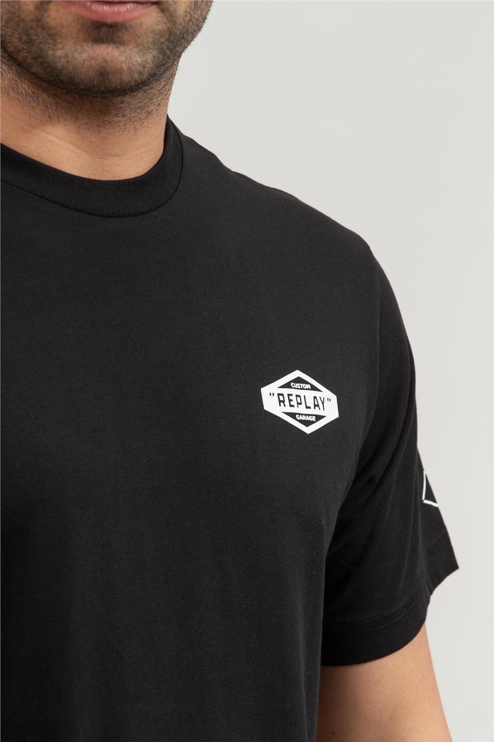 Replay Regular Erkek Bisiklet Yaka T-Shirt Siyah