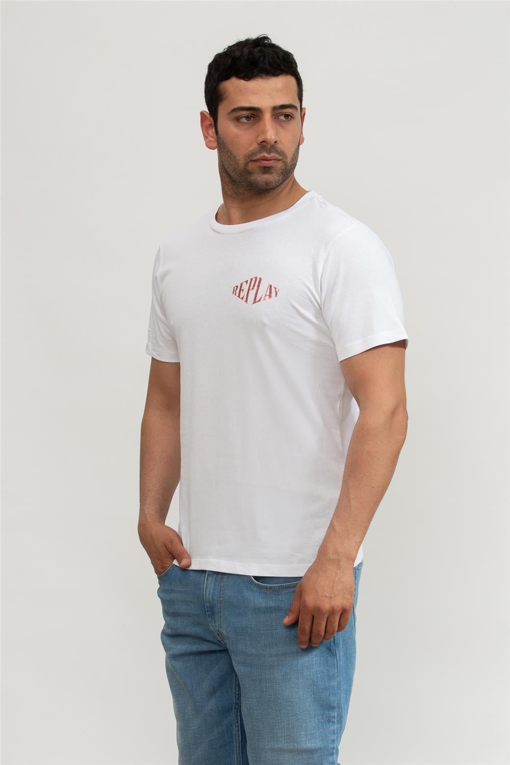 Replay Regular Erkek Bisiklet Yaka T-Shirt Beyaz