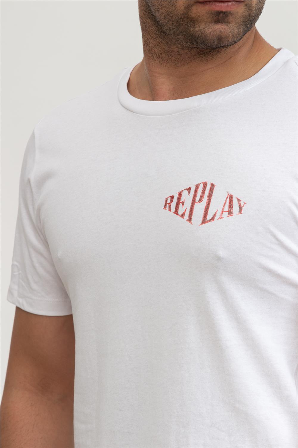Replay Regular Erkek Bisiklet Yaka T-Shirt Beyaz