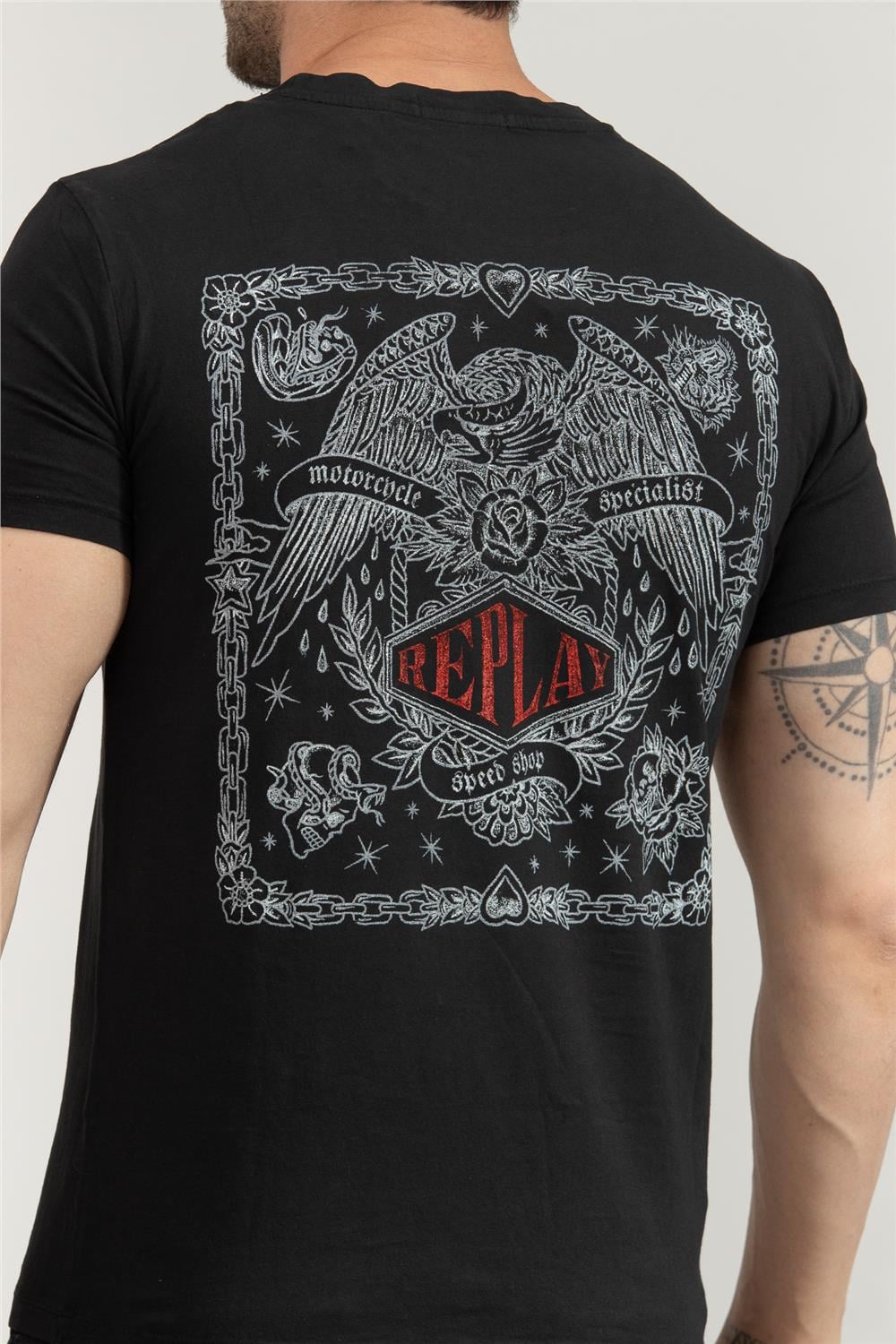 Replay Regular Erkek Bisiklet Yaka T-Shirt Siyah