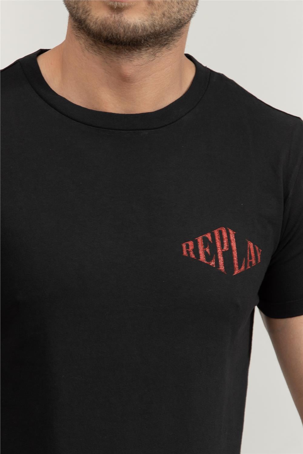 Replay Regular Erkek Bisiklet Yaka T-Shirt Siyah