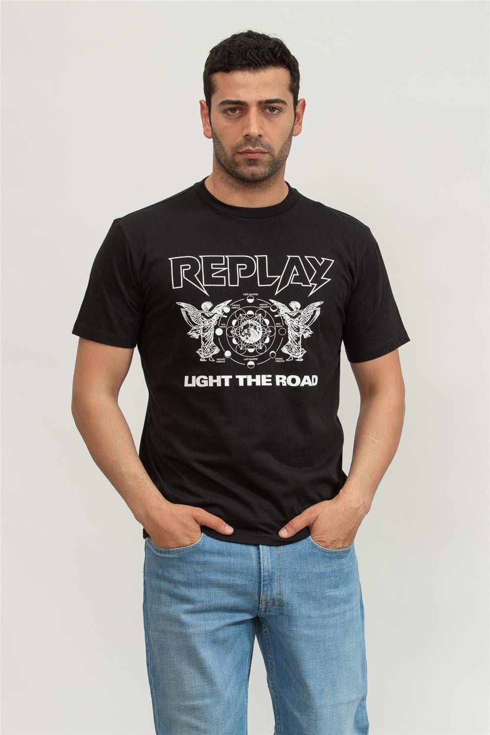 Replay Regular Erkek Bisiklet Yaka T-Shirt Siyah