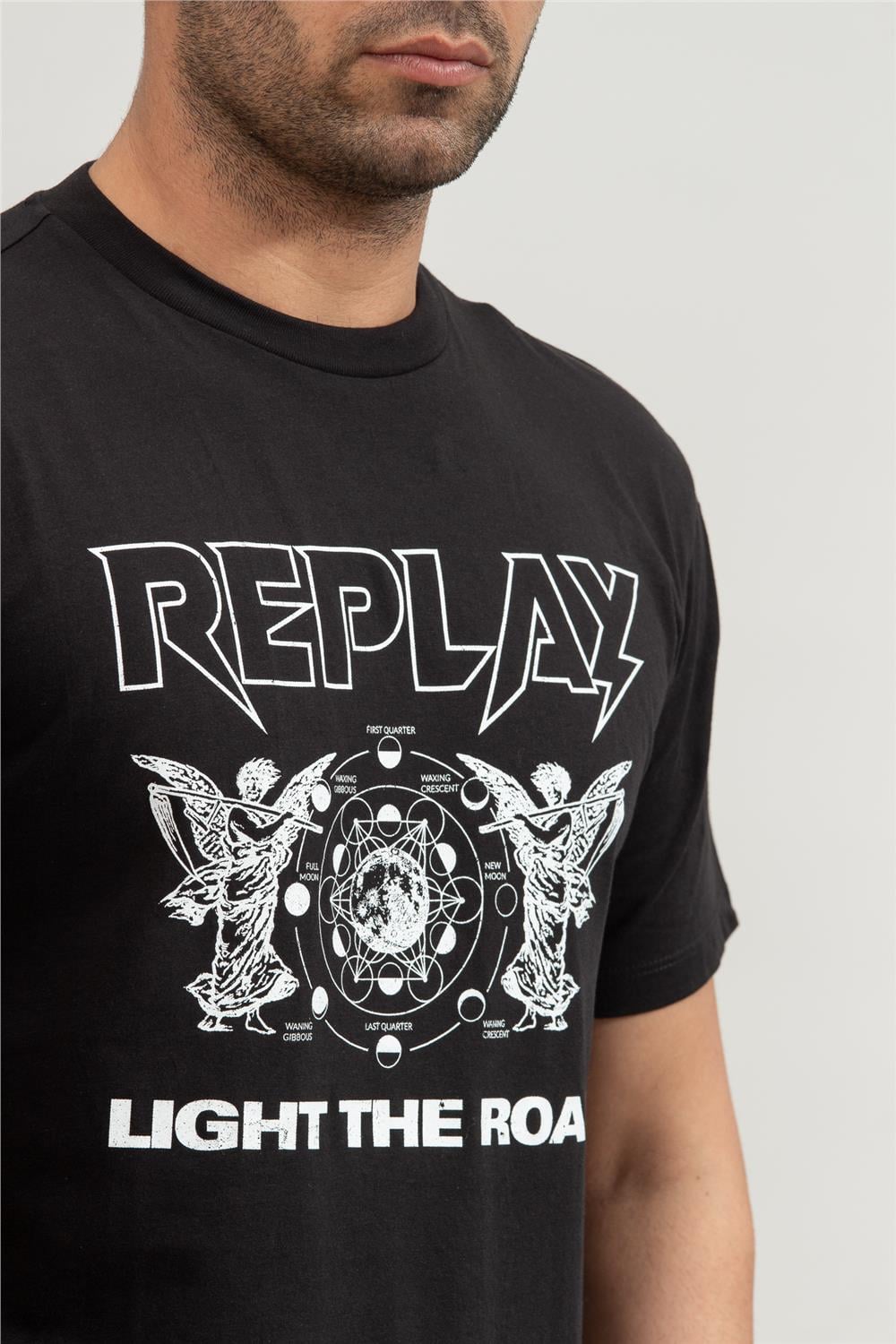 Replay Regular Erkek Bisiklet Yaka T-Shirt Siyah