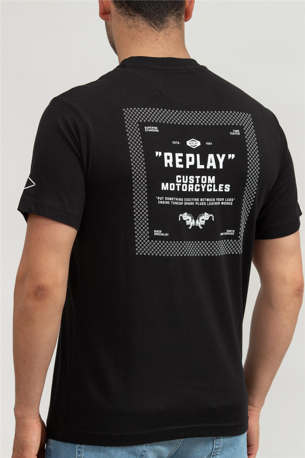 Replay Regular Erkek Bisiklet Yaka T-Shirt Siyah