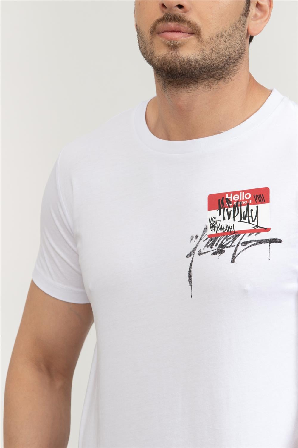 Replay Regular Erkek Bisiklet Yaka T-Shirt Beyaz