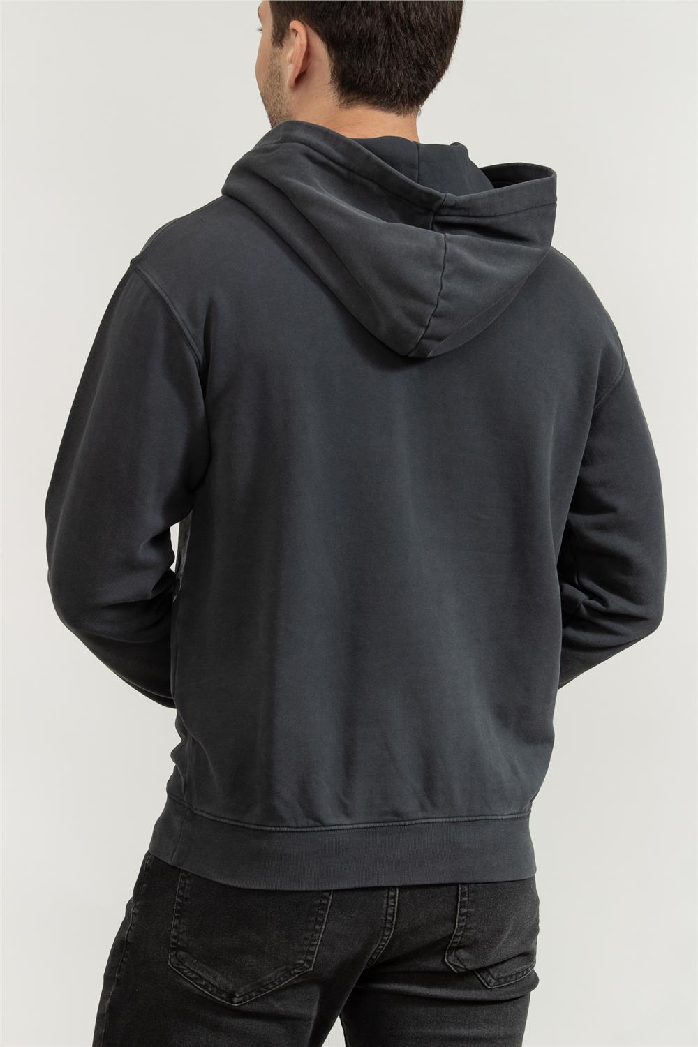 Replay Regular Erkek Kapüşonlu Sweatshirt Siyah