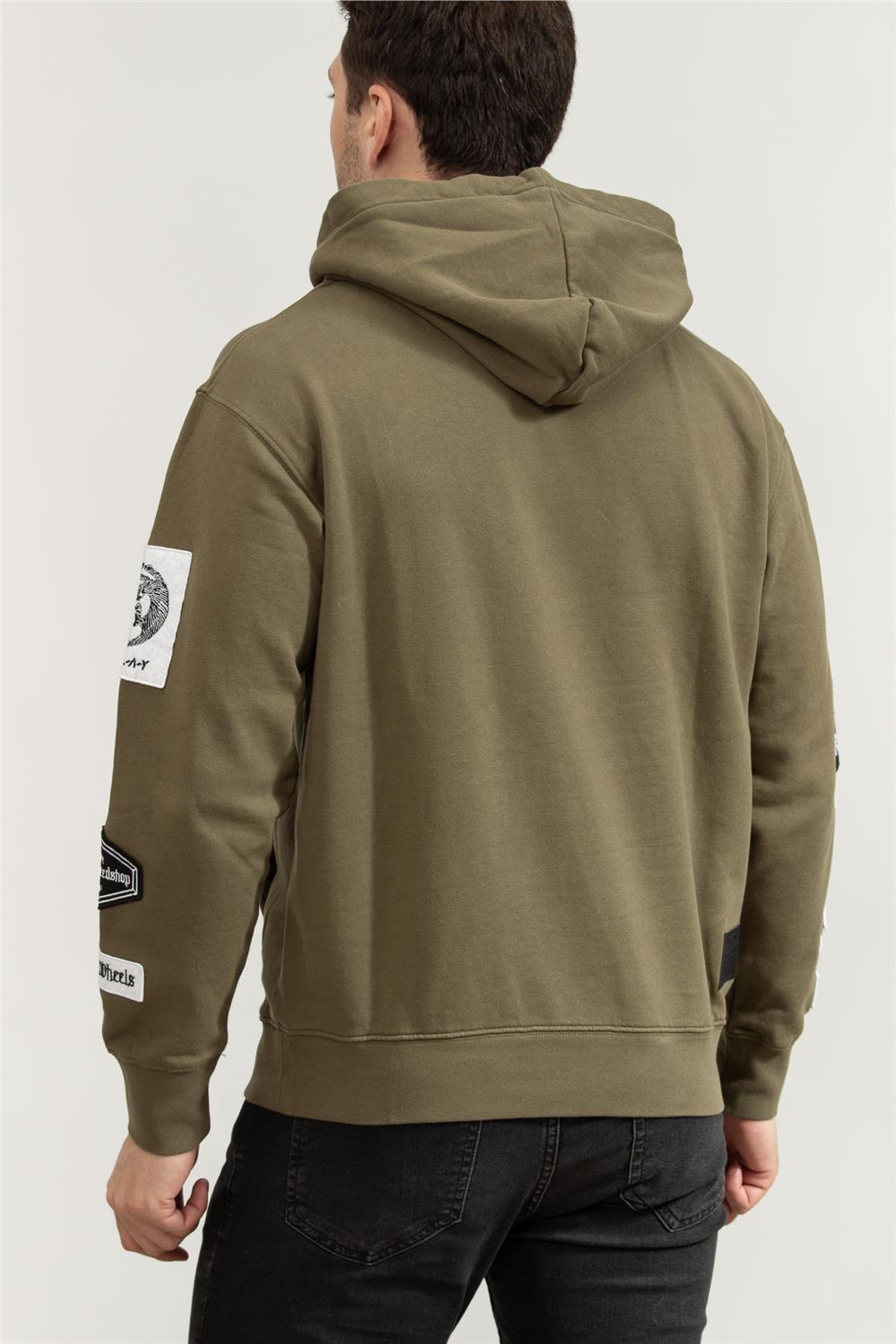 Replay Regular Erkek Kapüşonlu Sweatshirt Yeşil
