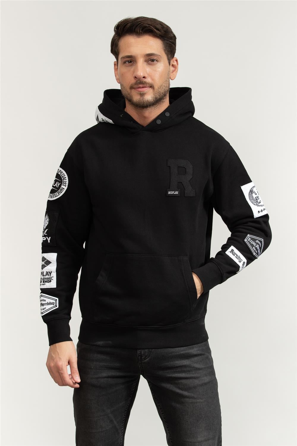 Replay Regular Erkek Kapüşonlu Sweatshirt