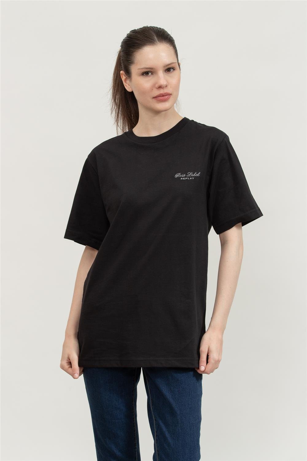 Replay Regular Kadın Bisiklet Yaka T-Shirt Siyah