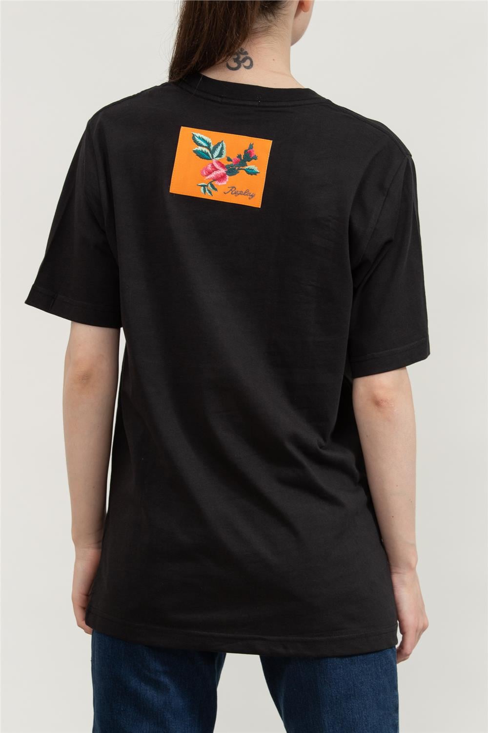Replay Regular Kadın Bisiklet Yaka T-Shirt Siyah