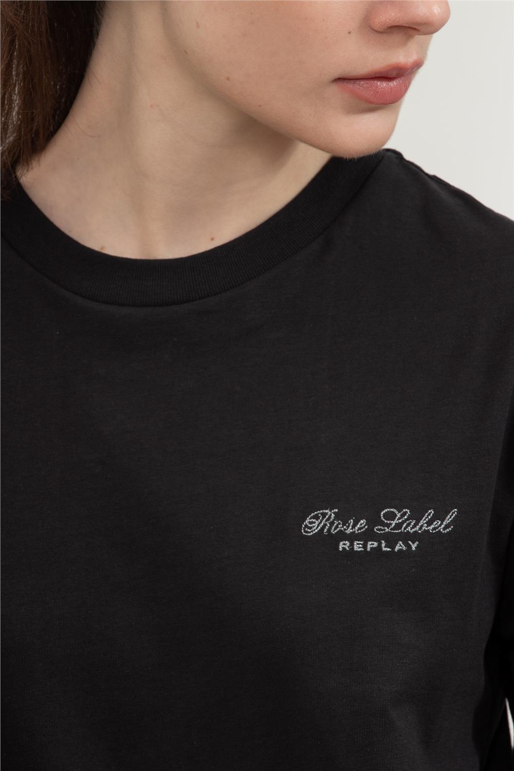 Replay Regular Kadın Bisiklet Yaka T-Shirt Siyah