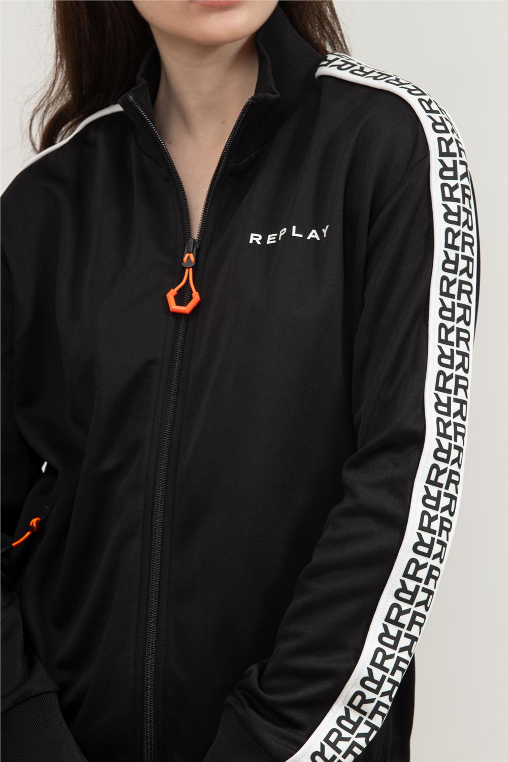Replay Regular Kadın Fermuarlı Sweatshirt Siyah