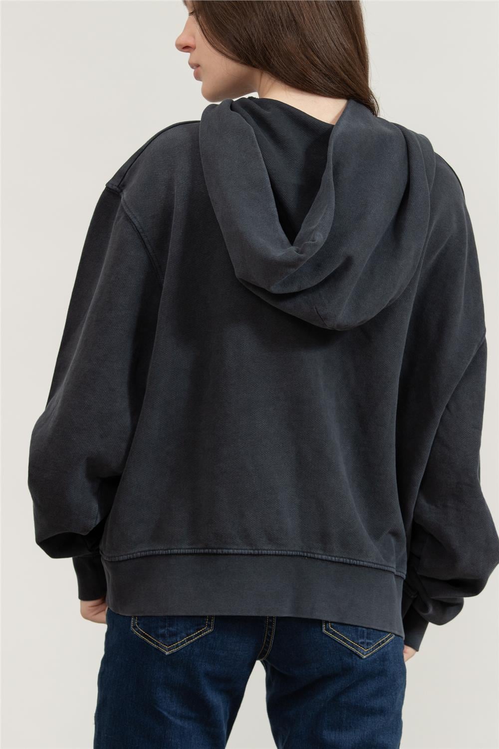 Replay Regular Kadın Kapüşonlu Sweatshirt Siyah