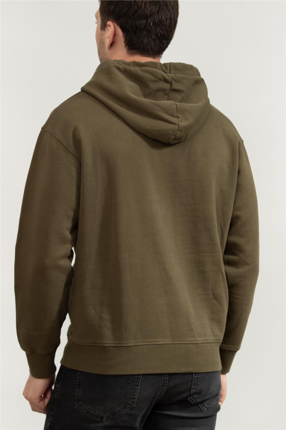 Replay Relaxed Erkek Kapüşonlu Sweatshirt Yeşil