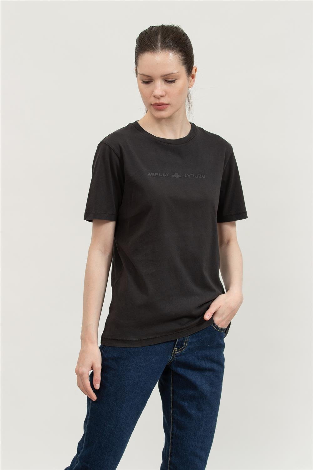 Replay Slim Kadın Bisiklet Yaka T-Shirt